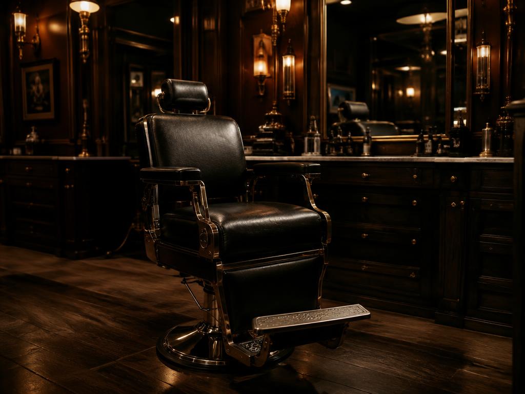 Leather barber chair in the studio